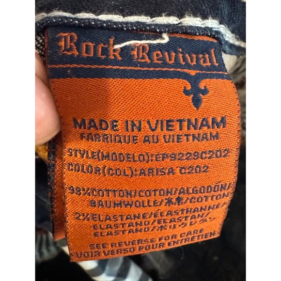 Rock Revival Arisa Crop Womens Denim Jeans Size 28 Distressed Blue Embellished S - Picture 4 of 9